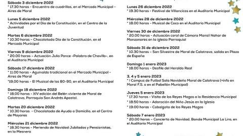 Programaci&oacute;n navide&ntilde;a de Moral de Calatrava