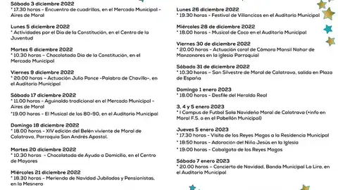 Programación navideña de Moral de Calatrava Programación navideña de Moral de Calatrava