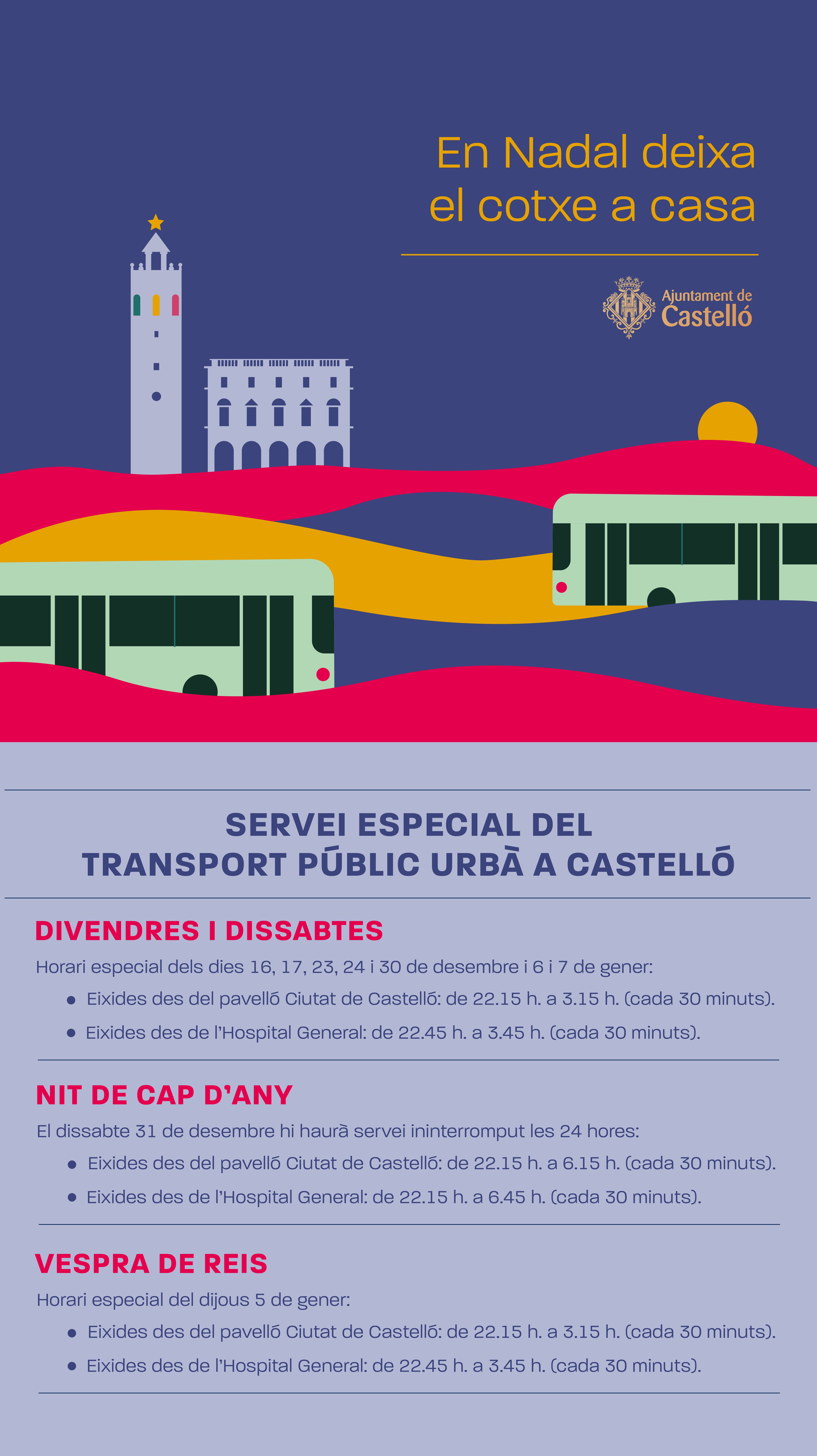 Castelló amplia el servicio de autobús en Navidad Castelló amplia el servicio de autobús en Navidad