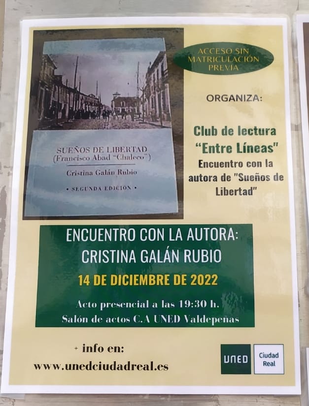 Tendremos un encuentro con la autora Cristina Galán Rubio, el próximo miércoles Tendremos un encuentro con la autora Cristina Galán Rubio, el próximo miércoles