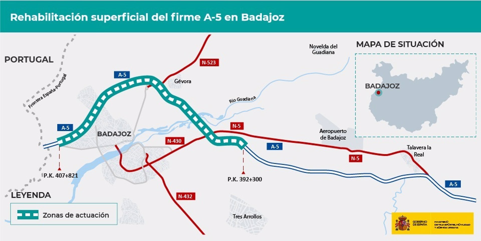 Autorizada la rehabilitación del firme de la autovía A-5 en el entorno de Badajoz por más de 15 millones de euros Autorizada la rehabilitación del firme de la autovía A-5 en el entorno de Badajoz por más de 15 millones de euros