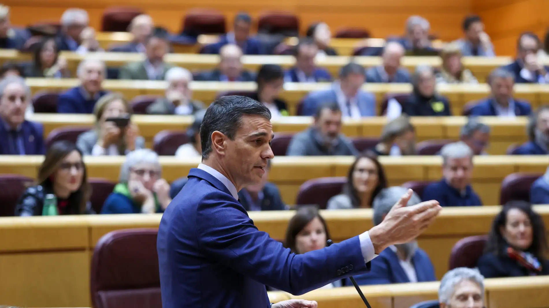 El presidente del Gobierno, Pedro Sánchez interviene en el pleno del Senado, este miércoles en Madrid.