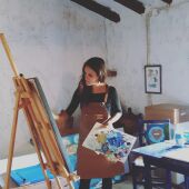 Maryan Núñez en su taller de Calamocha