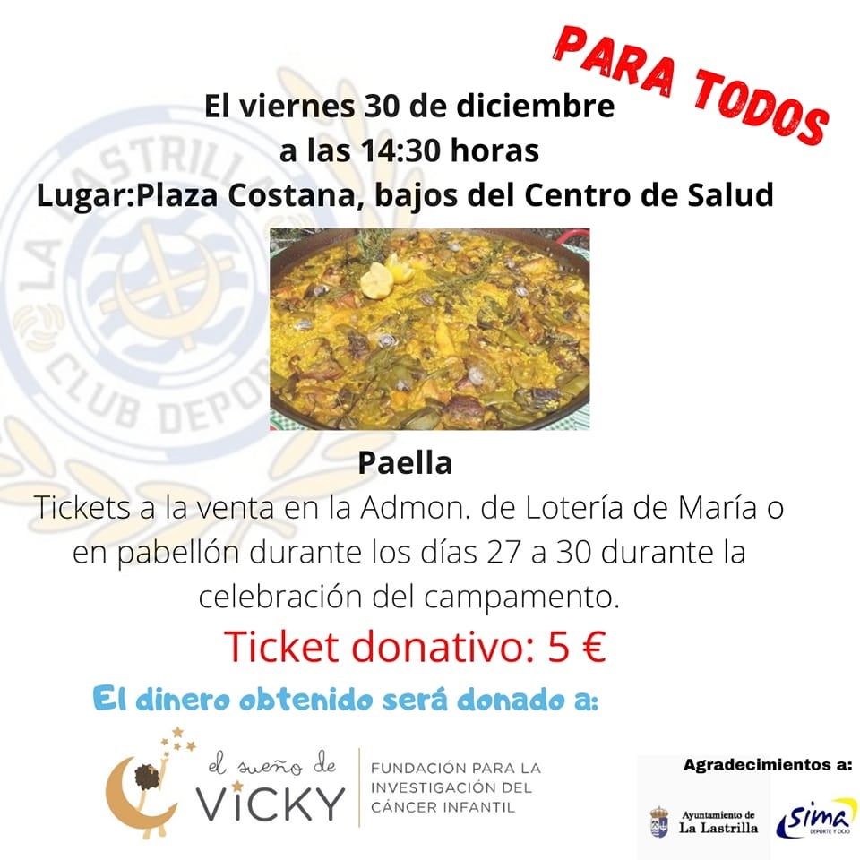 El CD La Lastrilla promueve una paella solidaria para luchar contra el cáncer infantil El CD La Lastrilla promueve una paella solidaria para luchar contra el cáncer infantil