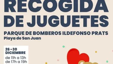 Cartel de la iniciativa de bomberos Cartel de recogida de juguetes por parte del SPEIS