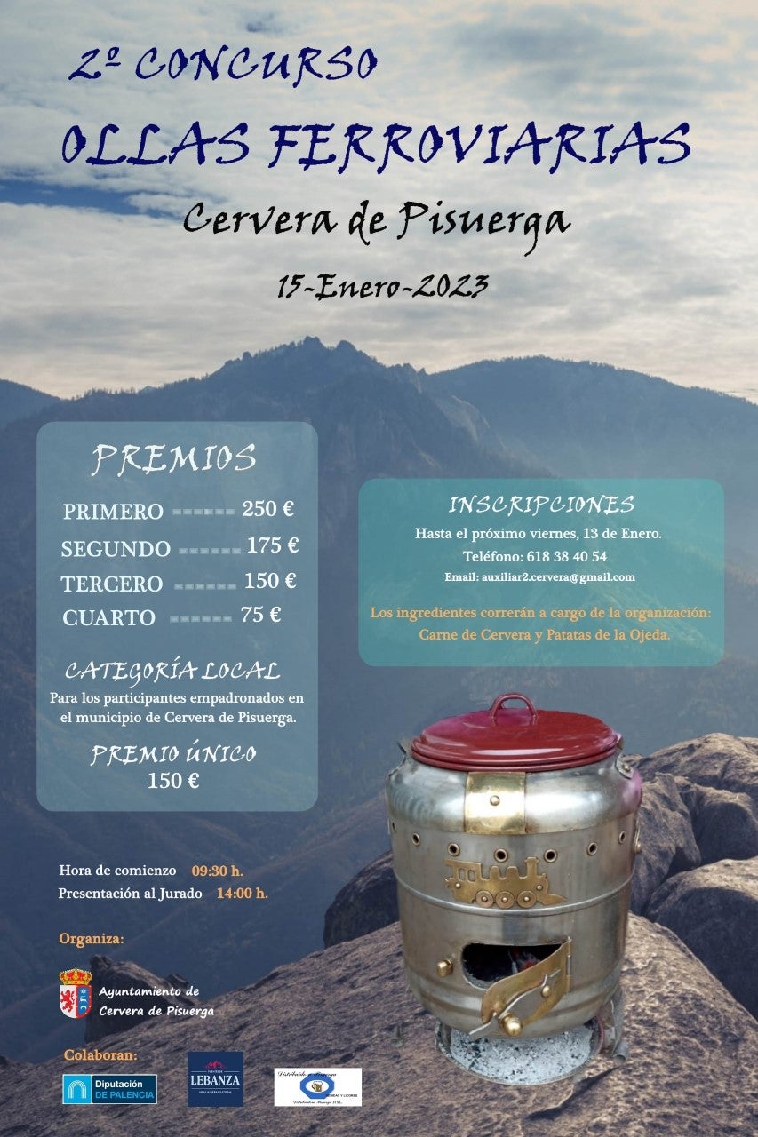 Cervera de Pisuerga repartirá 800 euros en premios en su II Concurso de Ollas Ferroviarias Cervera de Pisuerga repartirá 800 euros en premios en su II Concurso de Ollas Ferroviarias