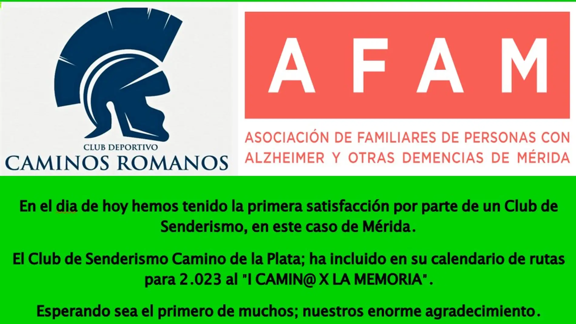 El 16 de Abril se celebrará en Mérida el I CAMIN@ X LA MEMORIA "Embalses Romanos"