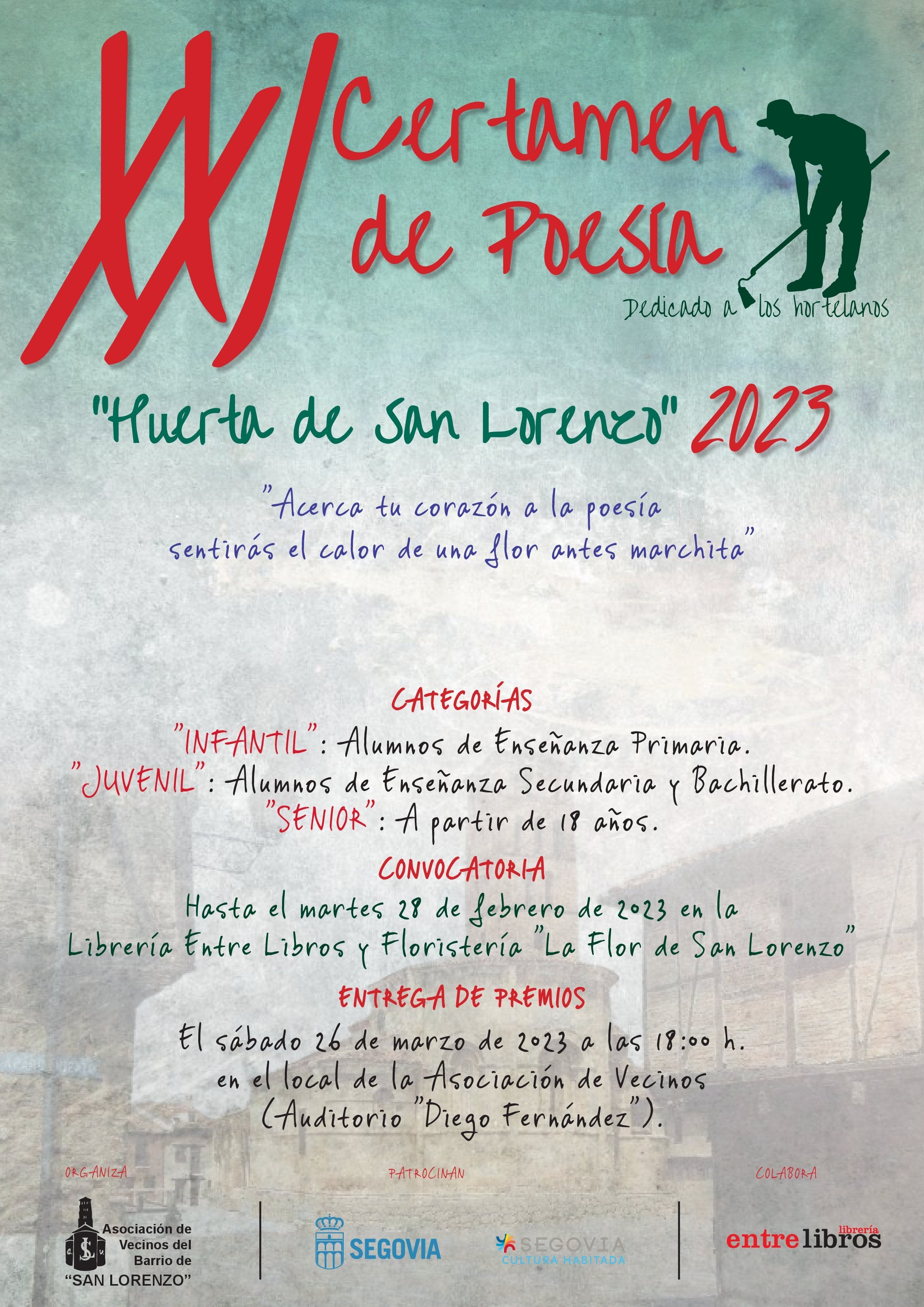 En marcha el XXI Certamen de poesía de San Lorenzo En marcha el XXI Certamen de poesía de San Lorenzo
