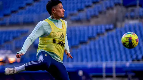Hugo Rama, en un entrenamiento en el Tartiere Hugo Rama, en un entrenamiento en el Tartiere