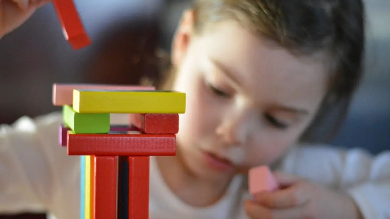 Niña con un juego de construcciones Niña con un juego de construcciones