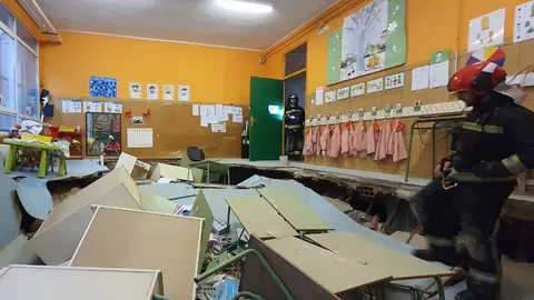Se derrumba el suelo de un aula del Colegio Rey Pelayo Se están investigando las causas