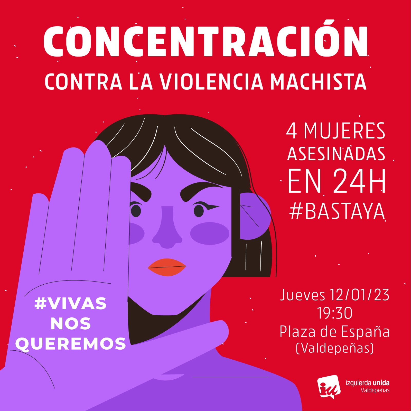IU Valdepeñas convoca una concentración de repulsa por el repunte de asesinatos machistas IU Valdepeñas convoca una concentración de repulsa por el repunte de asesinatos machistas