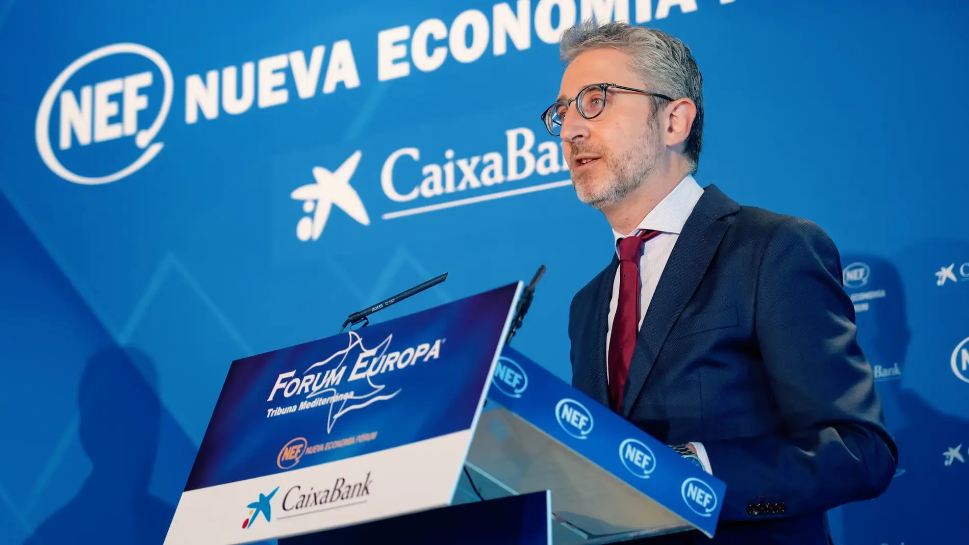 El conseller de Hacienda, Arcadi España, en su intervención en el Foro Europa Tribuna Mediterránea.