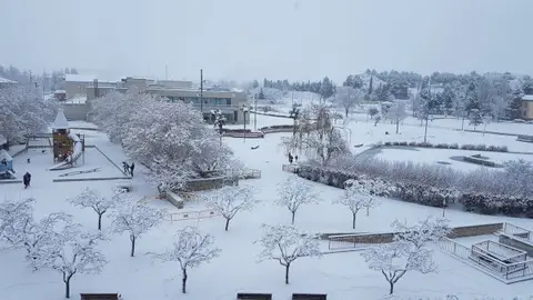 La nieve ya hizo acto de presencia en Huesca hace un año con Filomena. La nieve ya hizo acto de presencia en Huesca hace un año con Filomena.