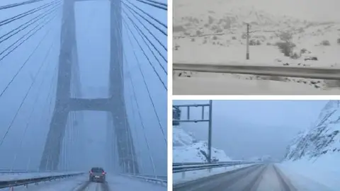 Múltiples incidencias por la nieve en las carreteras de Asturias Múltiples incidencias por la nieve en las carreteras de Asturias