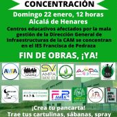 Concentración por la finalización de obras en infraestructuras educativas en la Comunidad de Madrid