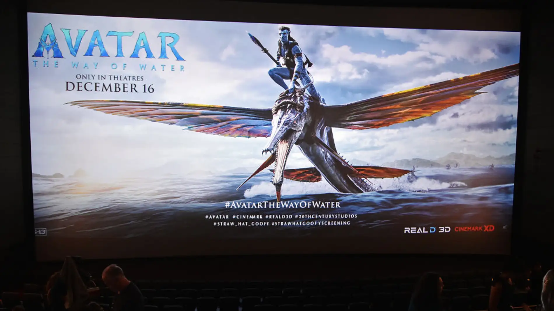 Proyección de Avatar 2 en un cine 