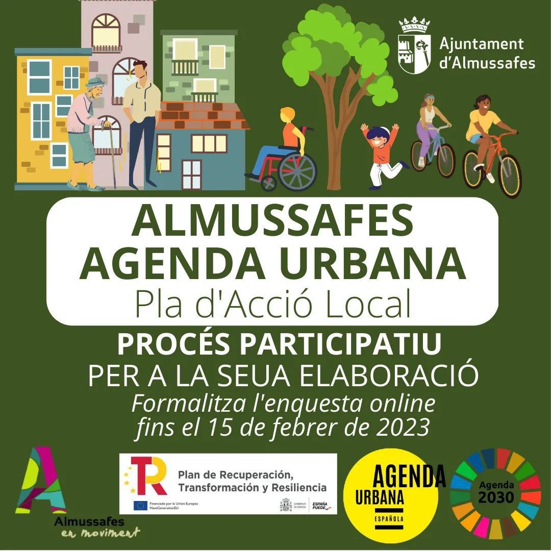 Almussafes abre una consulta ciudadana para el diseño de su estrategia de Agenda Urbana Local Almussafes abre una consulta ciudadana para el diseño de su estrategia de Agenda Urbana Local