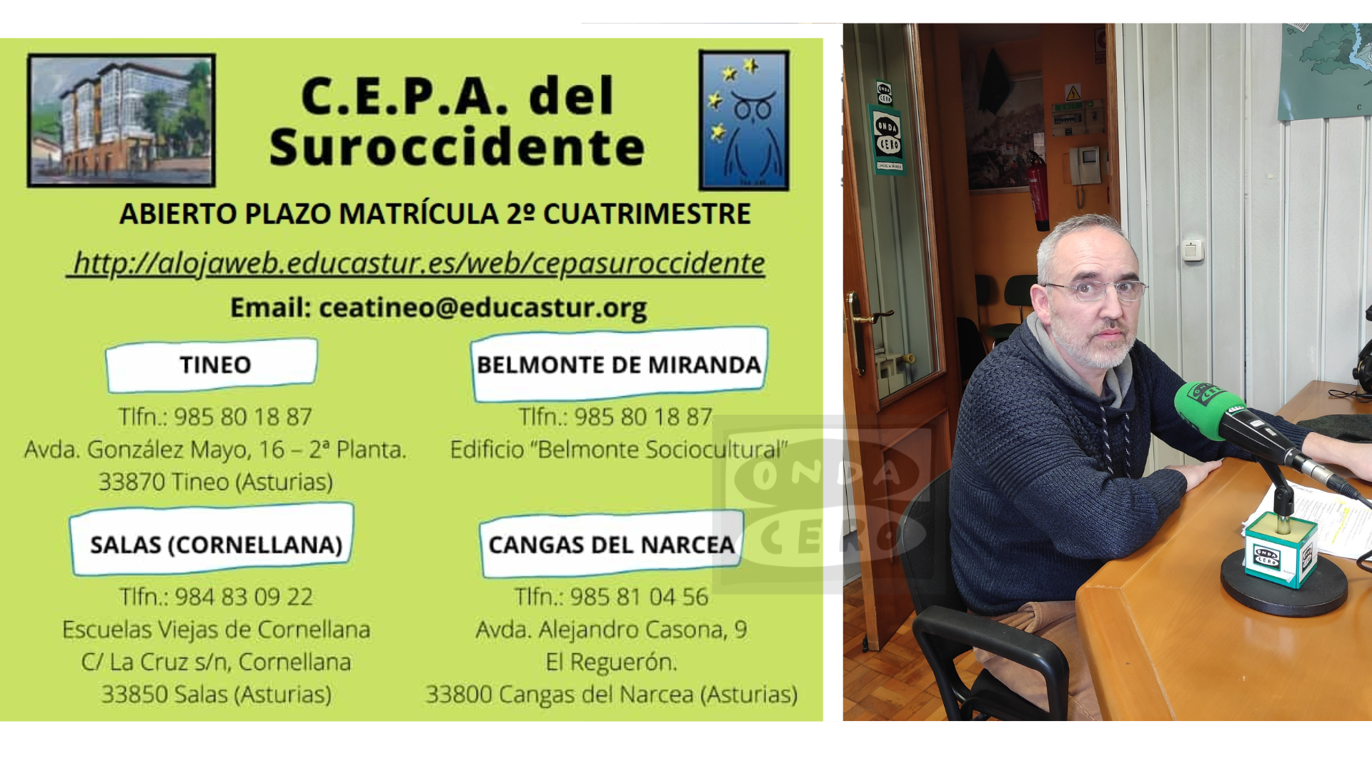 Hablamos de la oferta formativa del CEPA Suroccidente en esta comarca Hablamos de la oferta formativa del CEPA Suroccidente en esta comarca