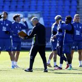 Pellicer en el entrenamiento del Málaga CF