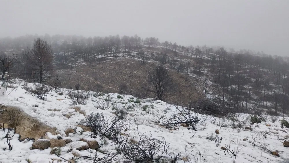 El temporal de nieve se dejó notar en la sierra de Bernia
