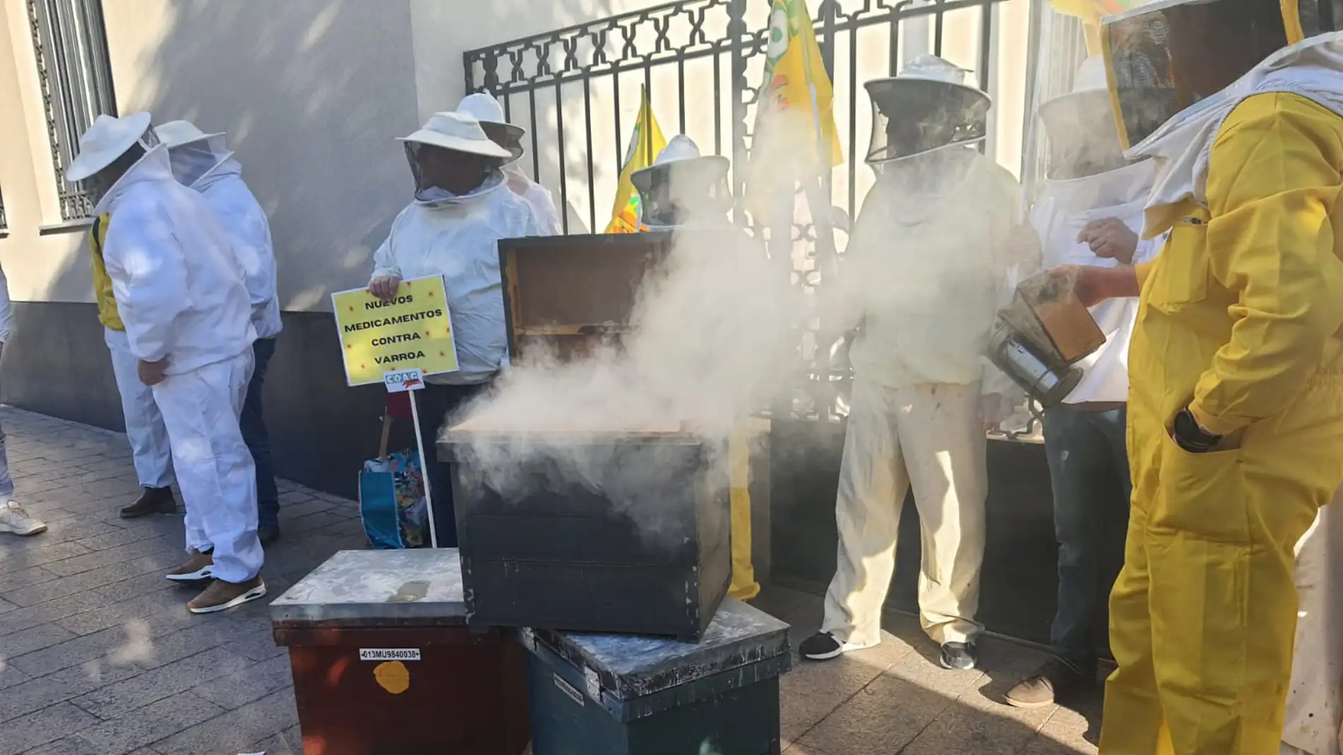Los apicultores se movilizan en Murcia con una "performance" ante el abandono que sufre el sector