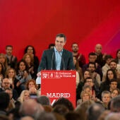 El presidente del Gobierno, Pedro Sánchez, durante un acto electoral del PSOE