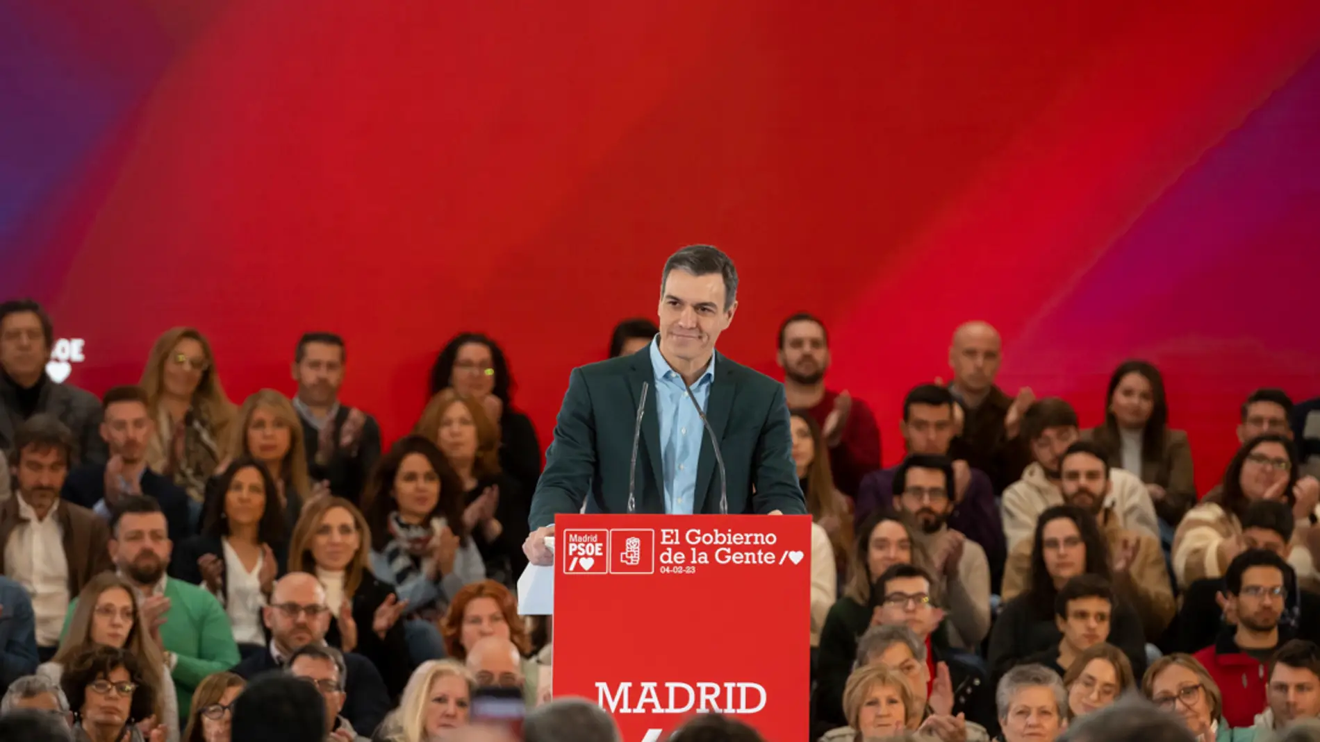 El presidente del Gobierno, Pedro Sánchez, durante un acto electoral del PSOE