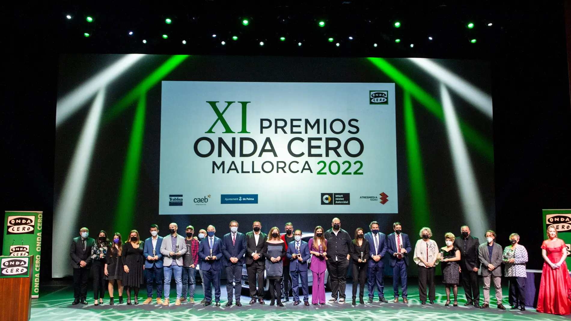 Los galardonados de los XI Premios Onda Cero Mallorca, en el año 2022, en el Auditorium de Palma. 