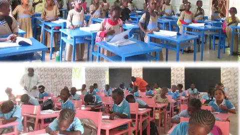 Niñas en la escuela financiada por Manos Unidas Niñas en la escuela financiada por Manos Unidas