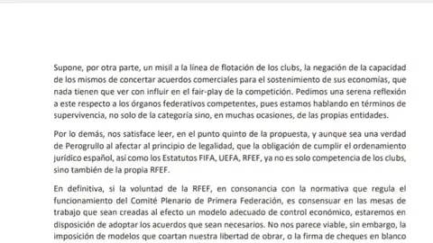 Carta de equipos Primera Federación a Rubiales Para organizar la competición.