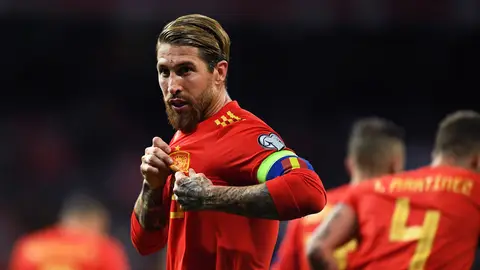 Sergio Ramos durante un partido con la selección española Sergio Ramos durante un partido con la selección española