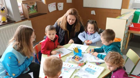Lydia Espina en el colegio de Mestas de Con