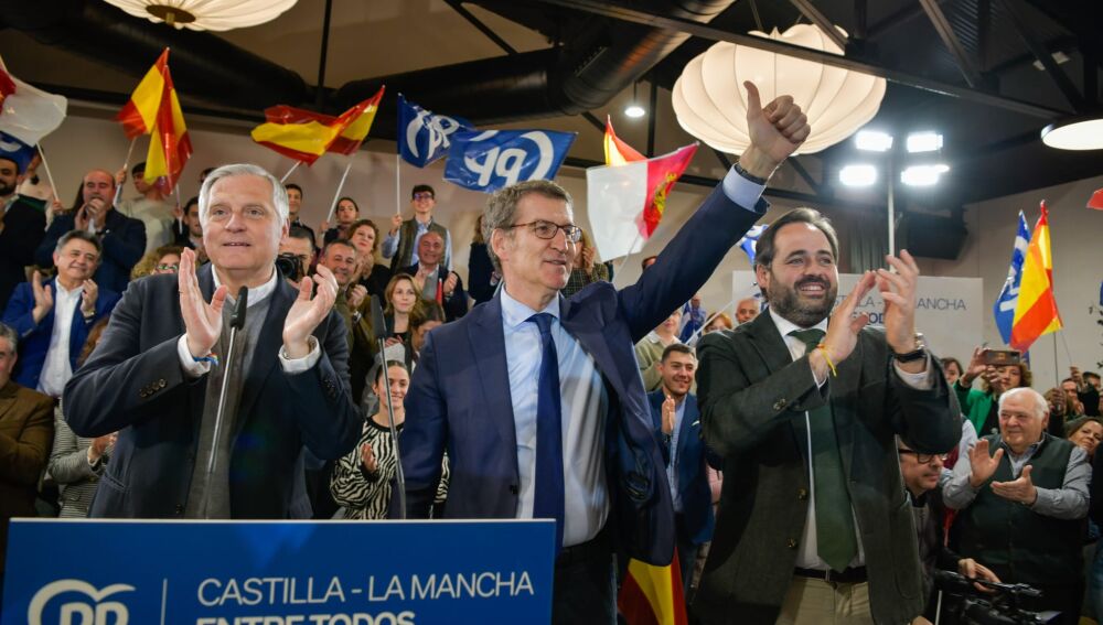 Cañizares, Núñez Feijóo y Paco Núñez en el acto público celebrado en Ciudad Real