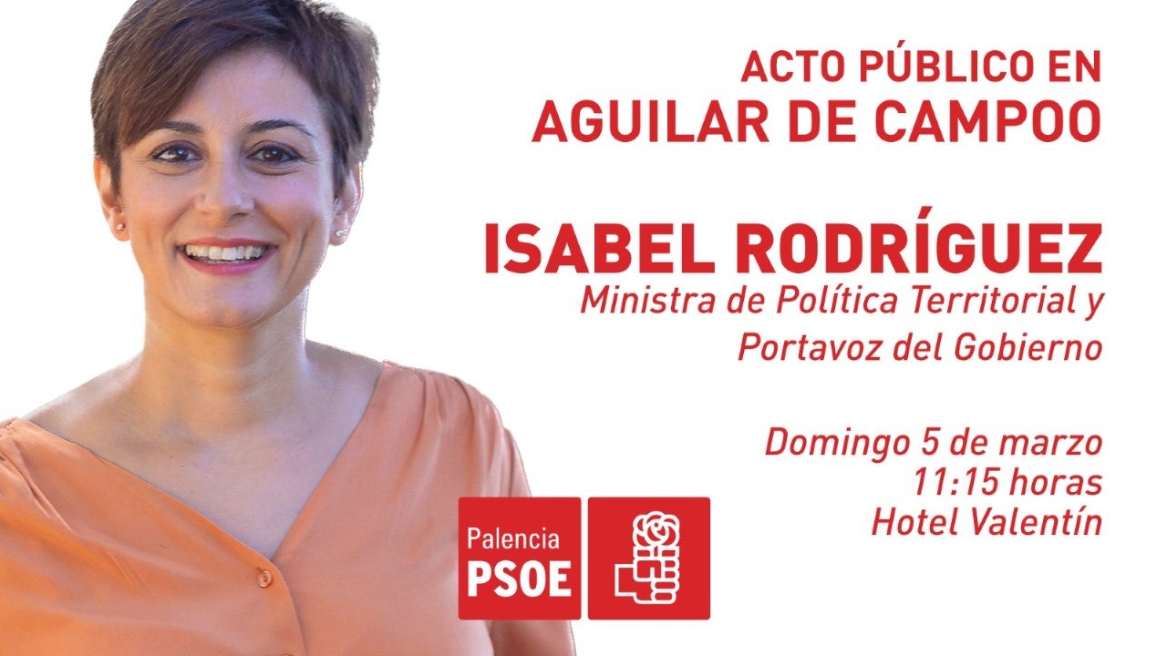 Isabel Rodríguez participará en un acto público en Aguilar de Campoo Isabel Rodríguez participará en un acto público en Aguilar de Campoo