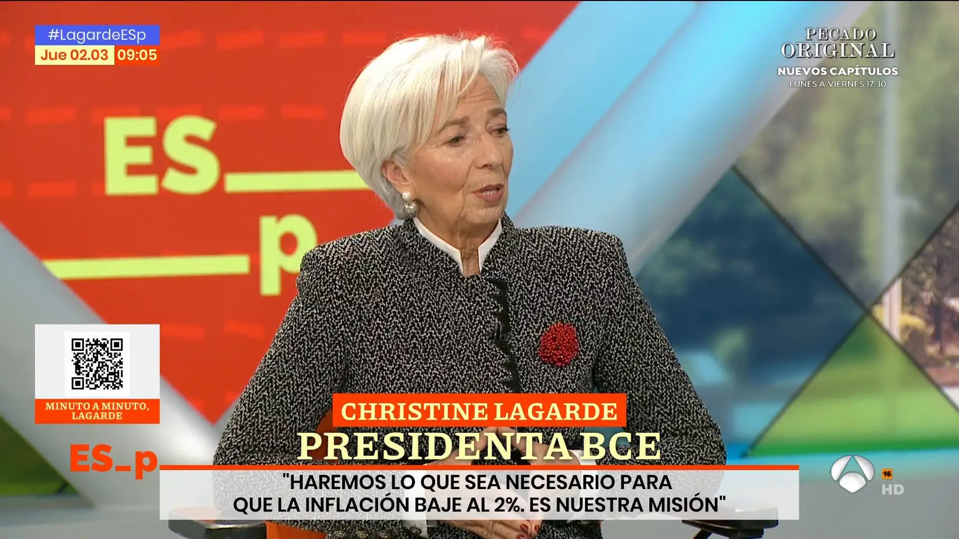 Christine Lagarde, en una entrevista en Antena 3