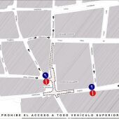 Corte de tráfico en la Plaza de Santo Domingo a partir del lunes debido a las obras en Graciano y John Lennon