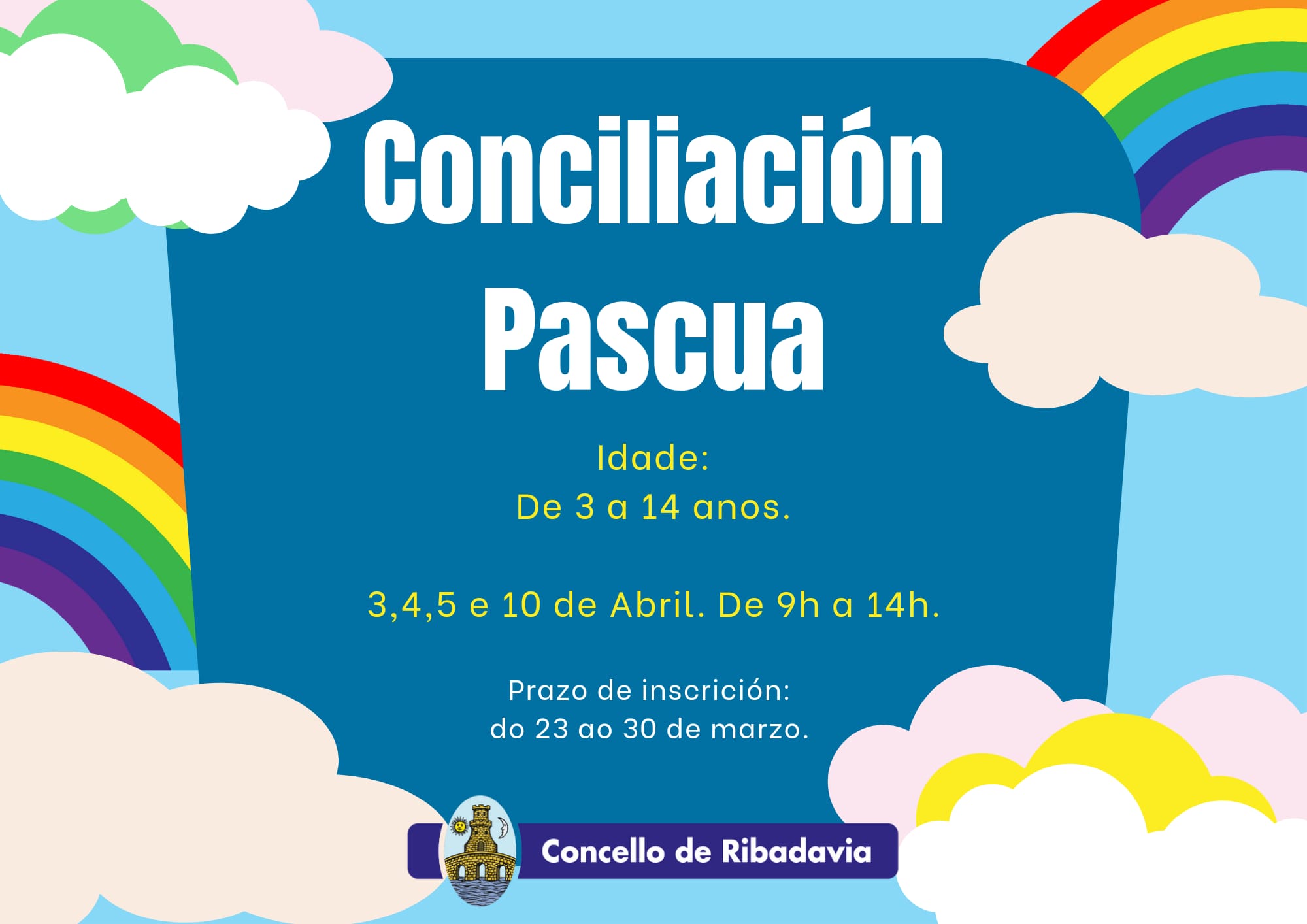 O Concello de Ribadavia ofertar o servizo de conciliación para as vacacións de Semana Santa. O Concello de Ribadavia ofertar o servizo de conciliación para as vacacións de Semana Santa.