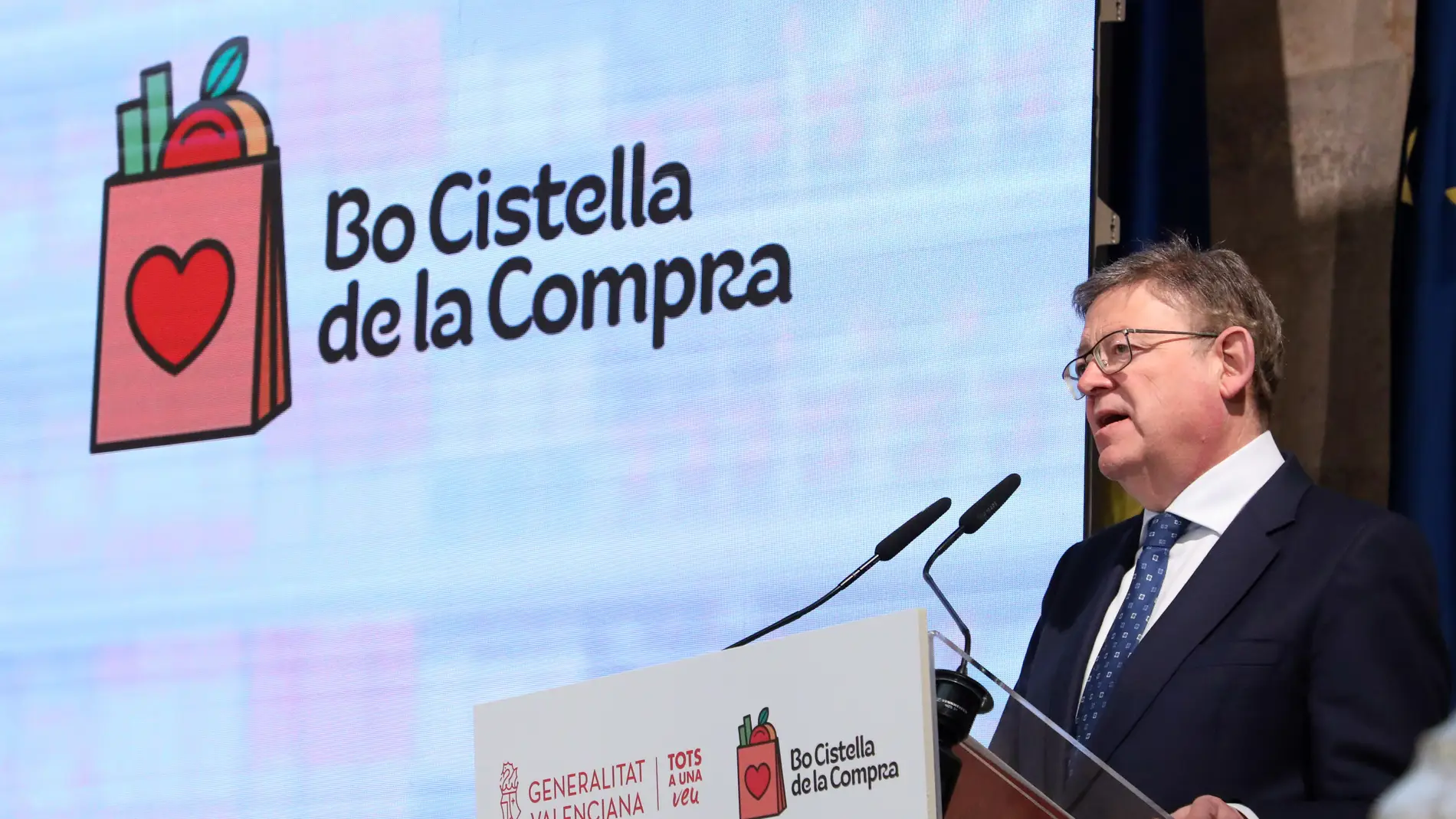 El president Ximo Puig durante la presentación del bono