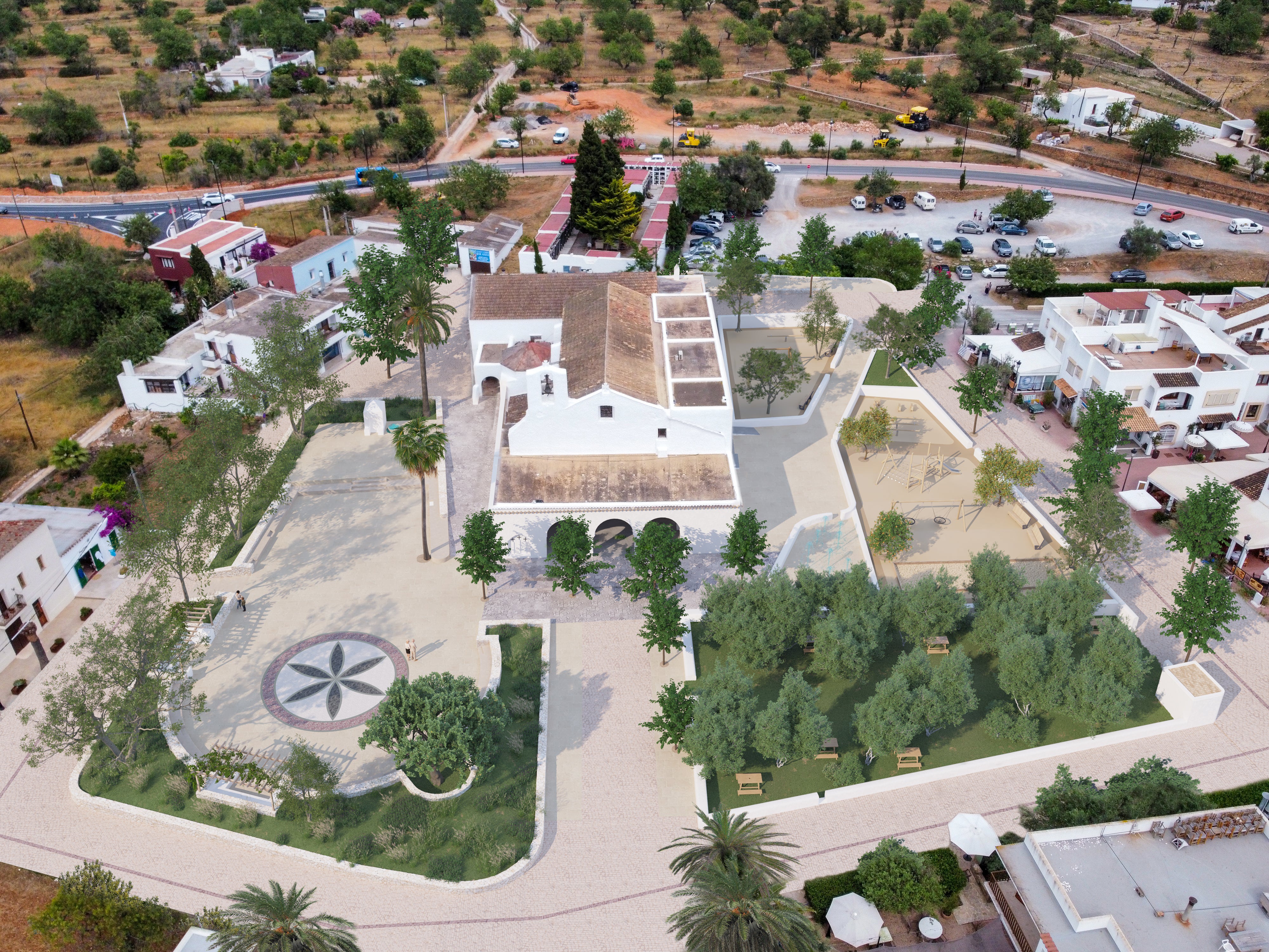 El centro de Sant Carles será peatonal con una plaza para el ball pagès, una cisterna de aguas pluviales y zonas de sombra y descanso El centro de Sant Carles será peatonal con una plaza para el ball pagès, una cisterna de aguas pluviales y zonas de sombra y descanso