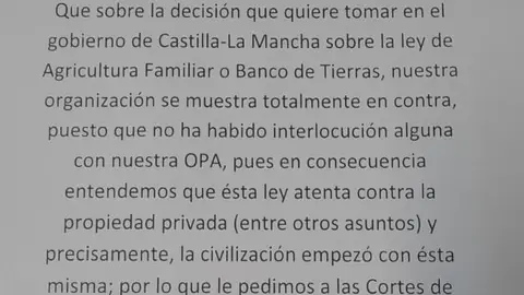 Nota de prensa de COAG contra la Ley de Agricultura Familiar o Banco de Tierras Nota de prensa de COAG contra la Ley de Agricultura Familiar o Banco de Tierras