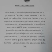 Nota de prensa de COAG contra la Ley de Agricultura Familiar o Banco de Tierras Nota de prensa de COAG contra la Ley de Agricultura Familiar o Banco de Tierras