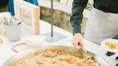 Imagen de archivo de una fideuá Imagen de archivo de una fideuá