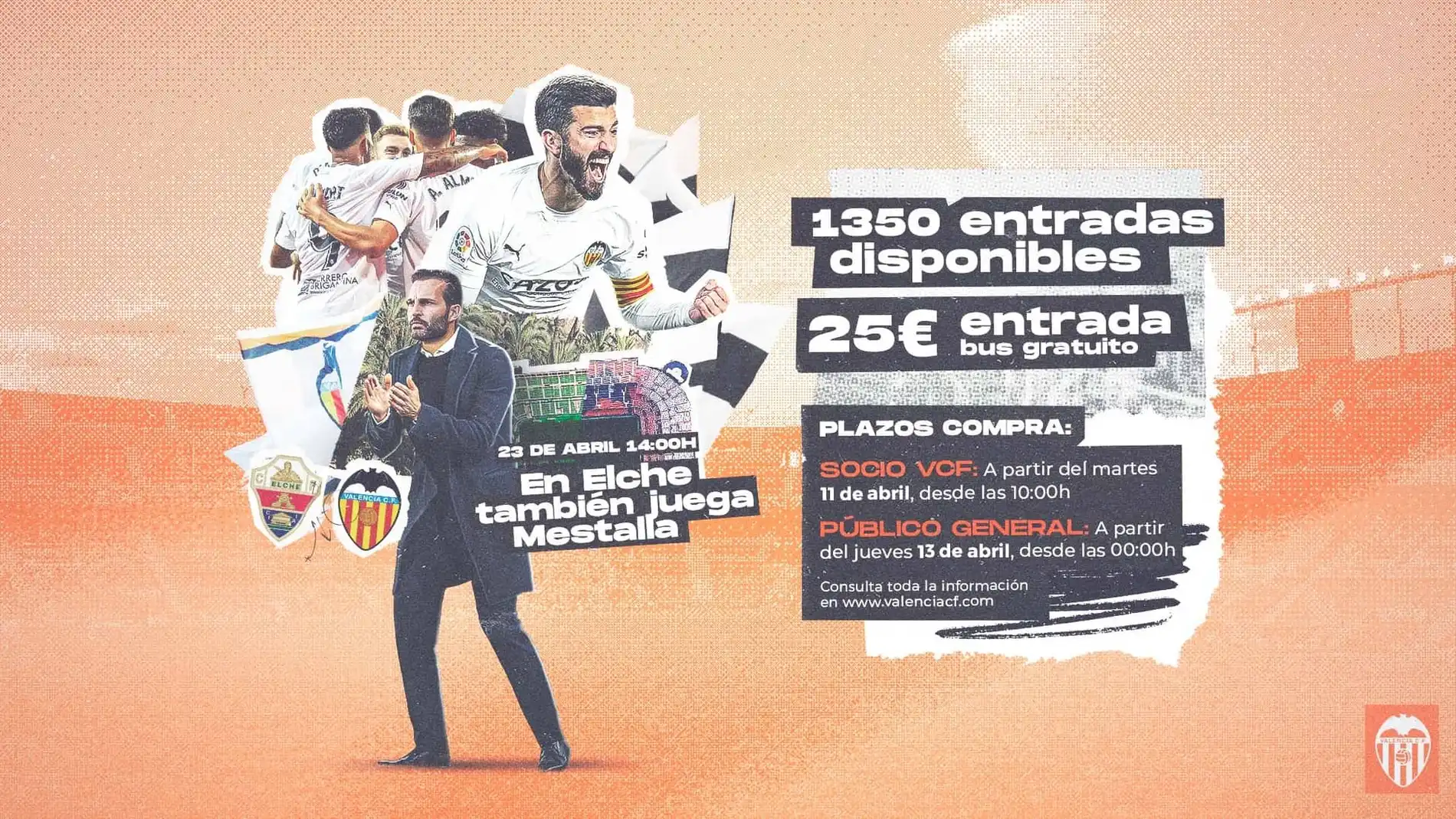 El Valencia pone a la venta 1.350 entradas para Elche