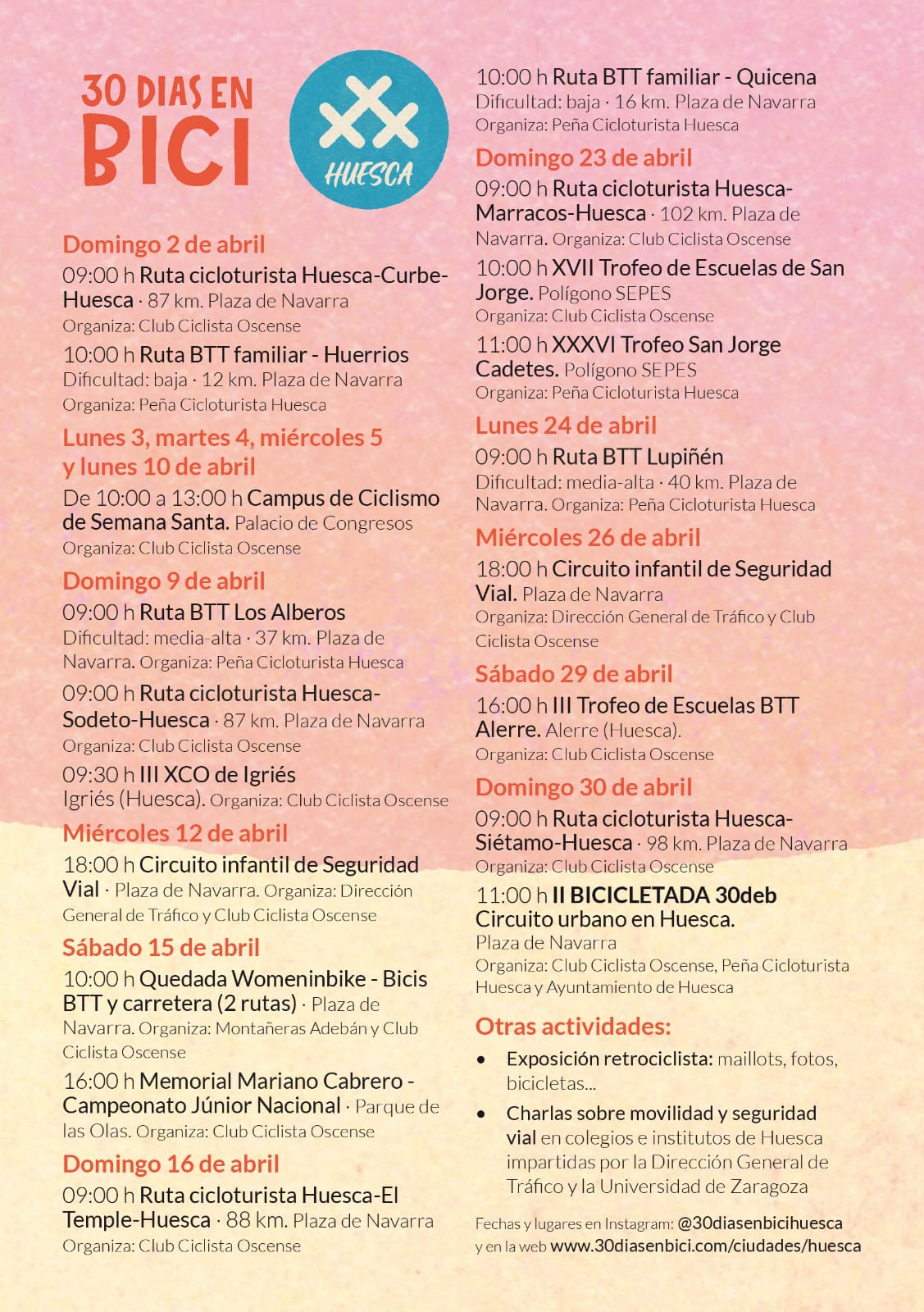 Muchas actividades en abril con "30 días en bici" Muchas actividades en abril con "30 días en bici"