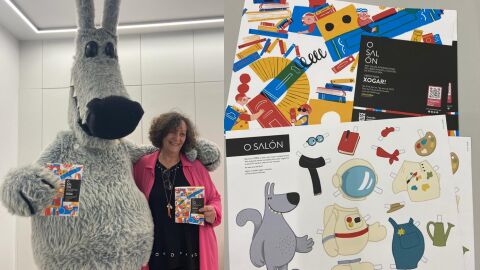 A mascota do evento e a concelleira de educaci&oacute;n, Carmen Fouces