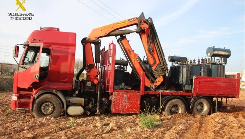 Camión utilizado para transportar el cobre robado