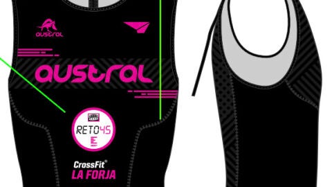 Detalles del dise&ntilde;o del tritraje para los participantes del Reto45 de Onda Cero Sevilla y Europa FM.