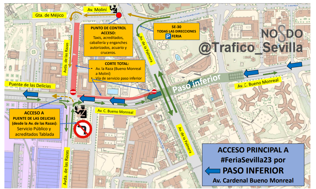 Calles cortadas y cortes de tráfico en Sevilla con motivo de la Feria 2023 Calles cortadas y cortes de tráfico en Sevilla con motivo de la Feria 2023