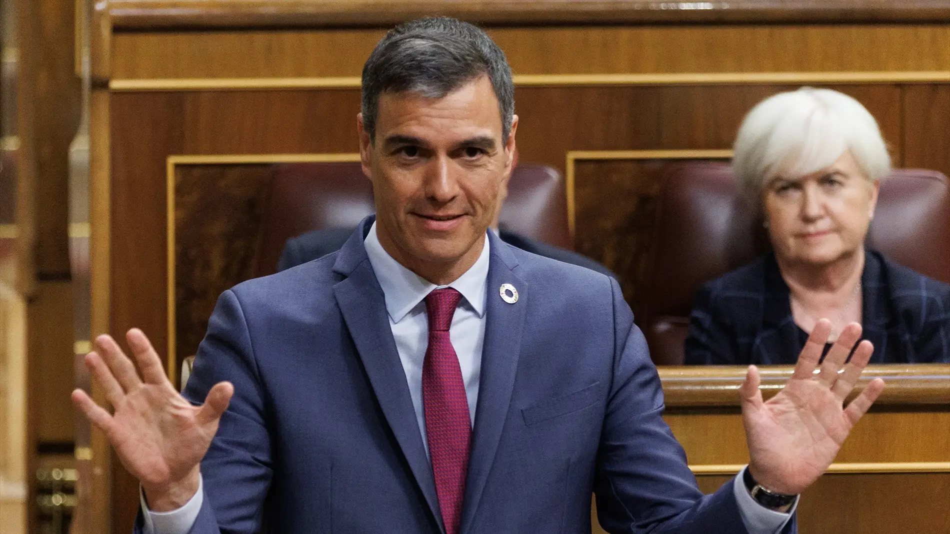 El presidente del Gobierno, Pedro Sánchez, interviene durante una sesión en el Congreso.